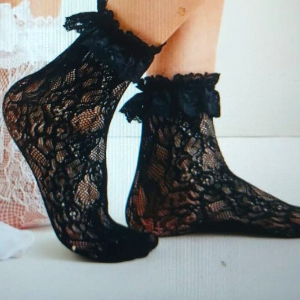 Gently used Black Lace Socks OS